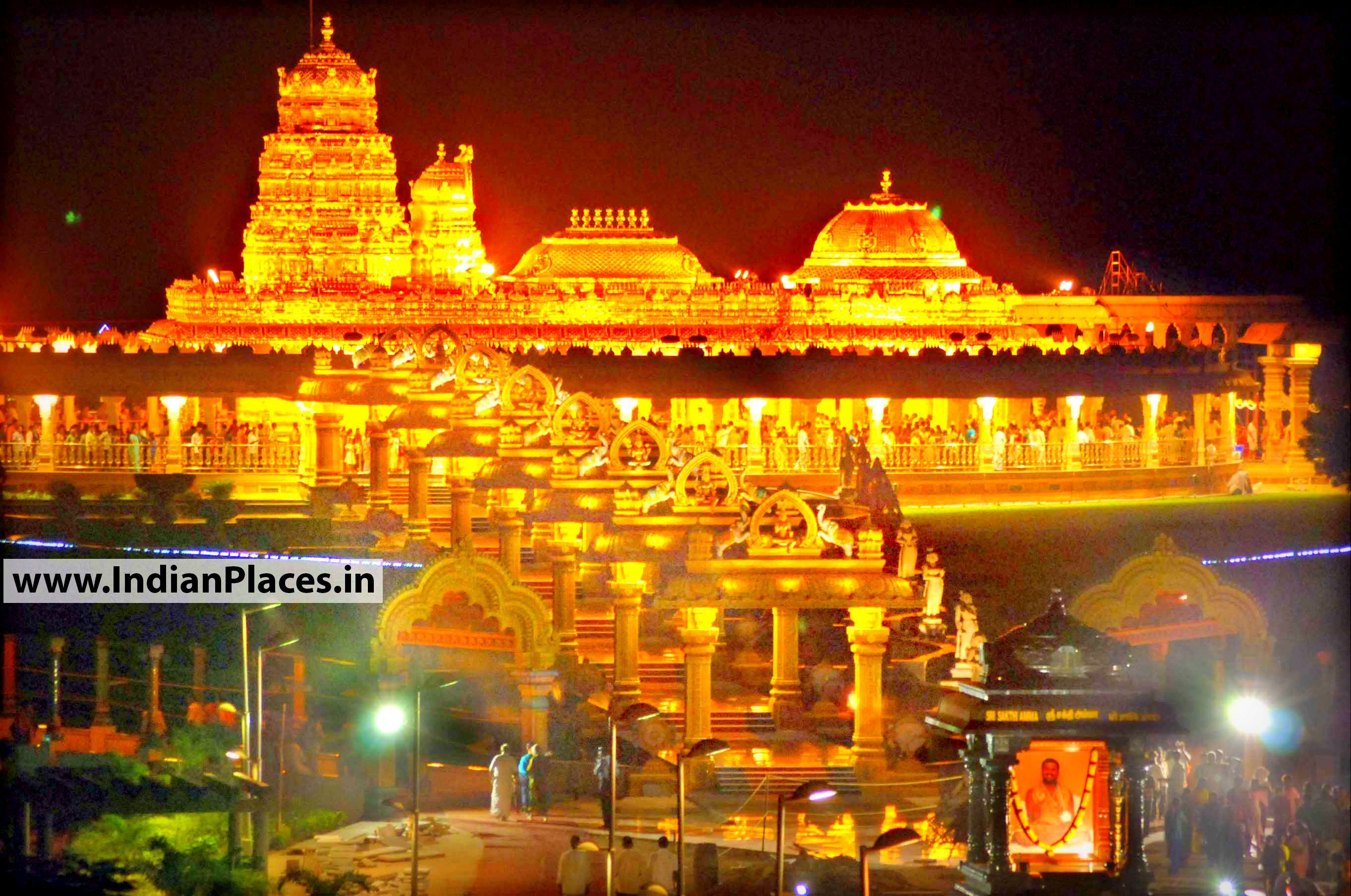 Reference: a South Indian temple lit at night